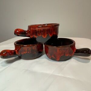 3 Mid Century Evangeline Pottery French Onion Soup Bowls